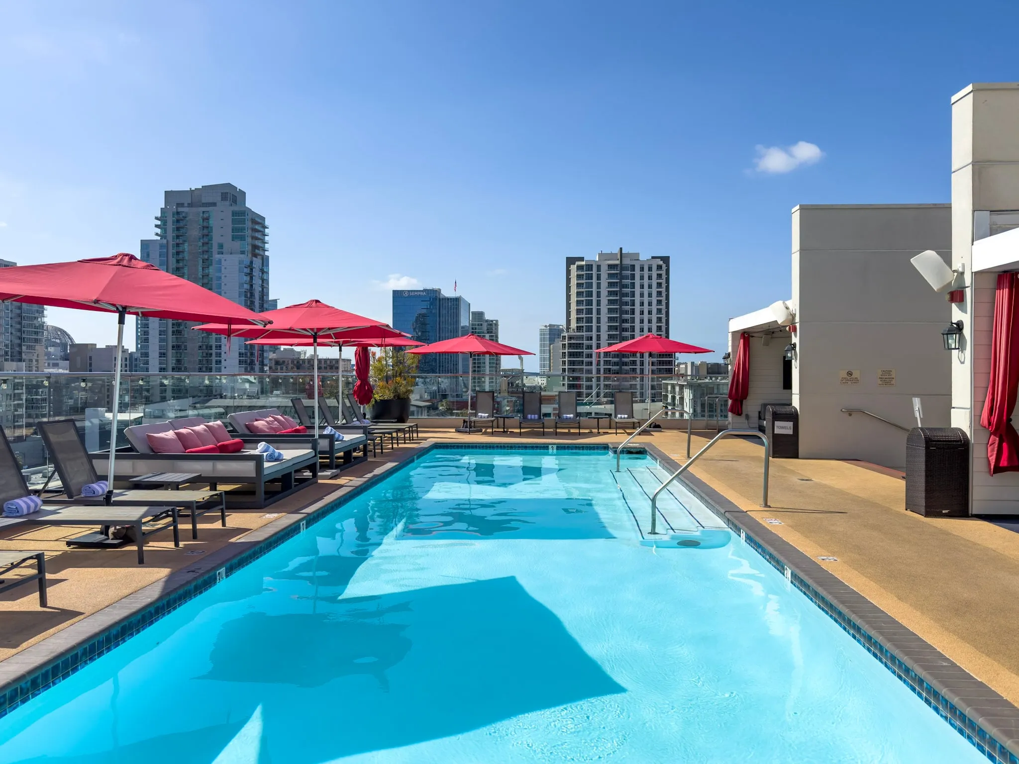 The pool in the morning light at Andaz San Diego.