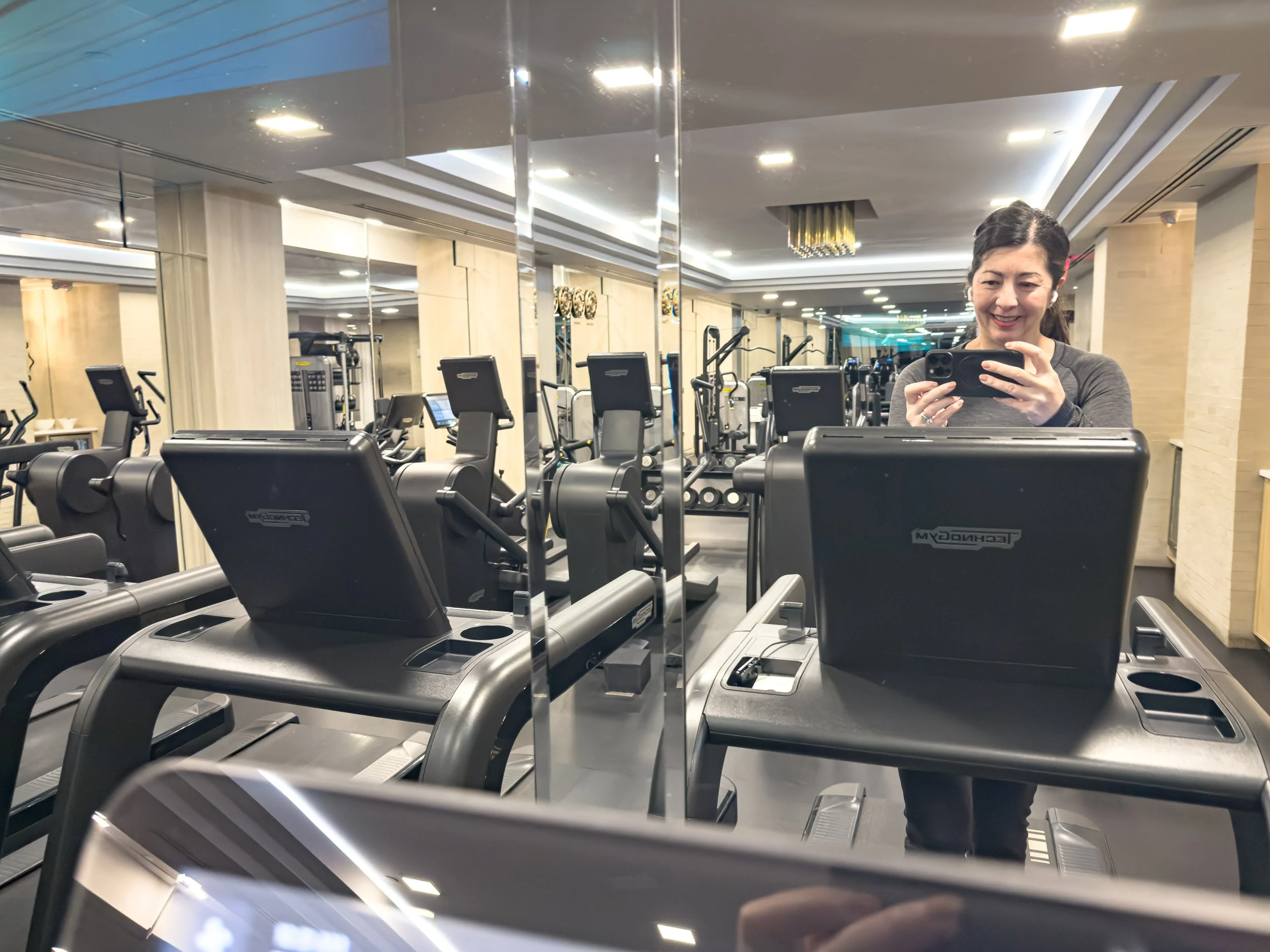 Fitness center with treadmills and cardio equipment at The Plaza Hotel New York