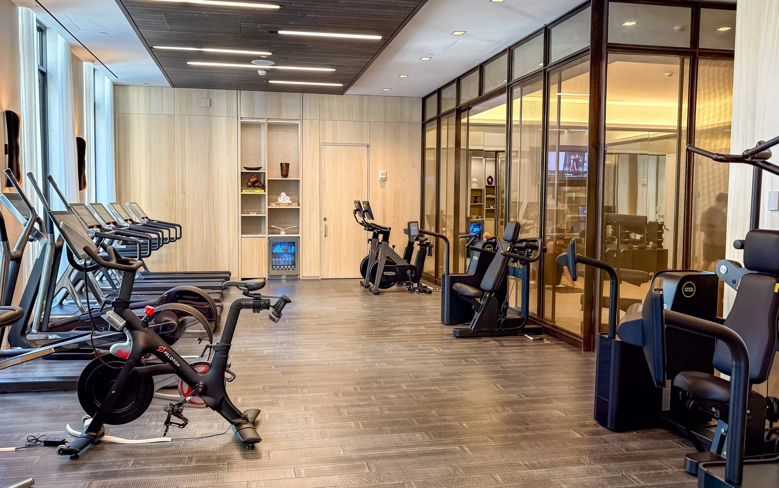 The fitness center at Four Seasons Hotel New York Downtown.