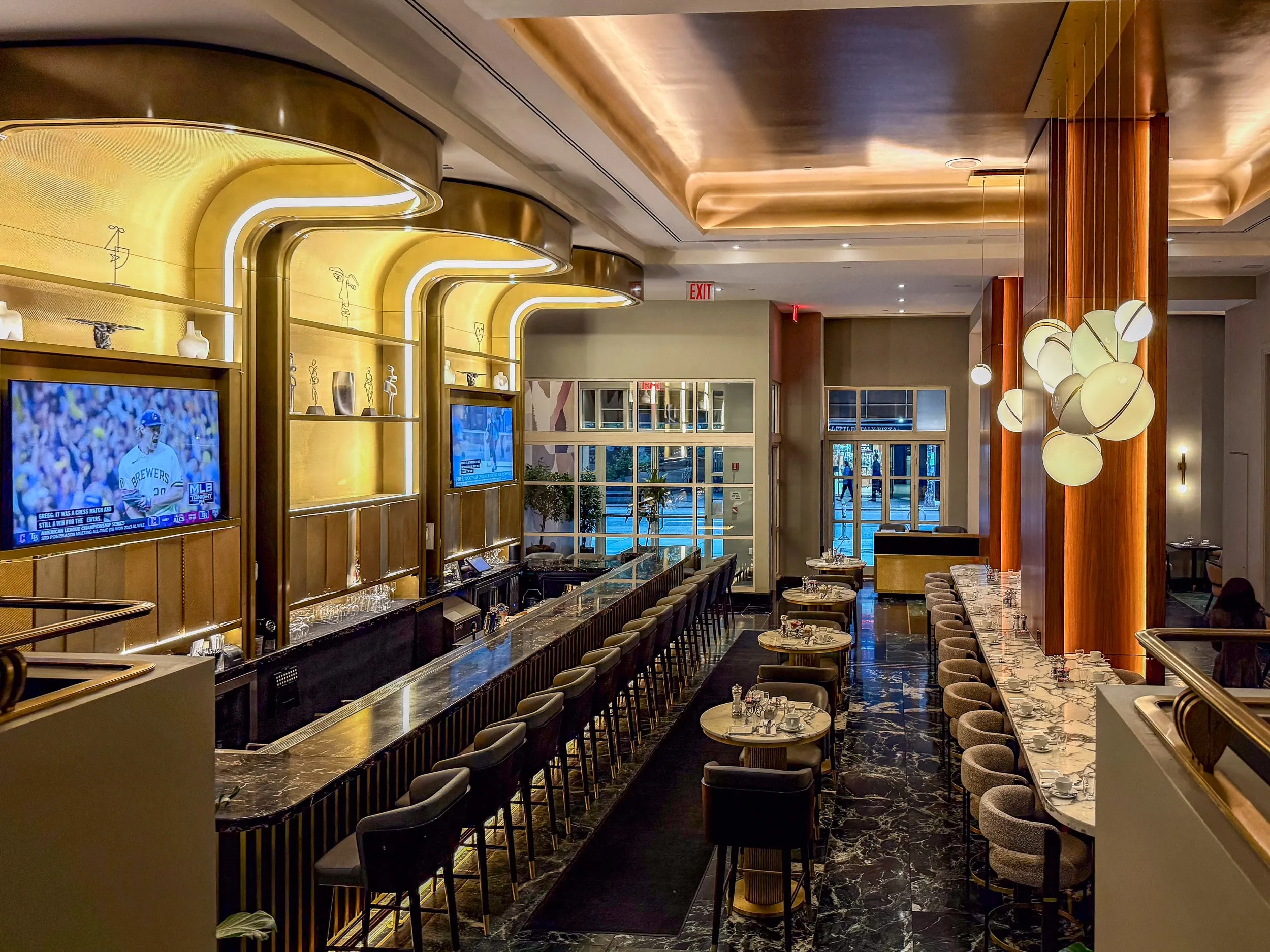 The Social 45 bar area inside Sofitel New York City.