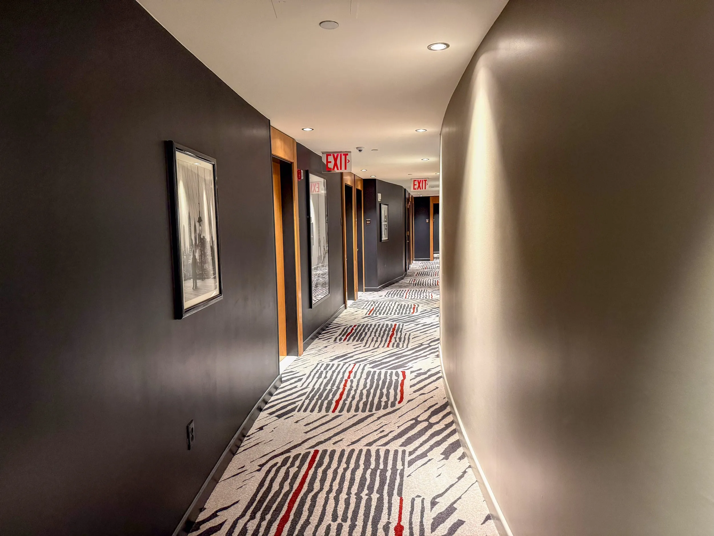 The hallway between rooms at Sofitel New York Midtown.