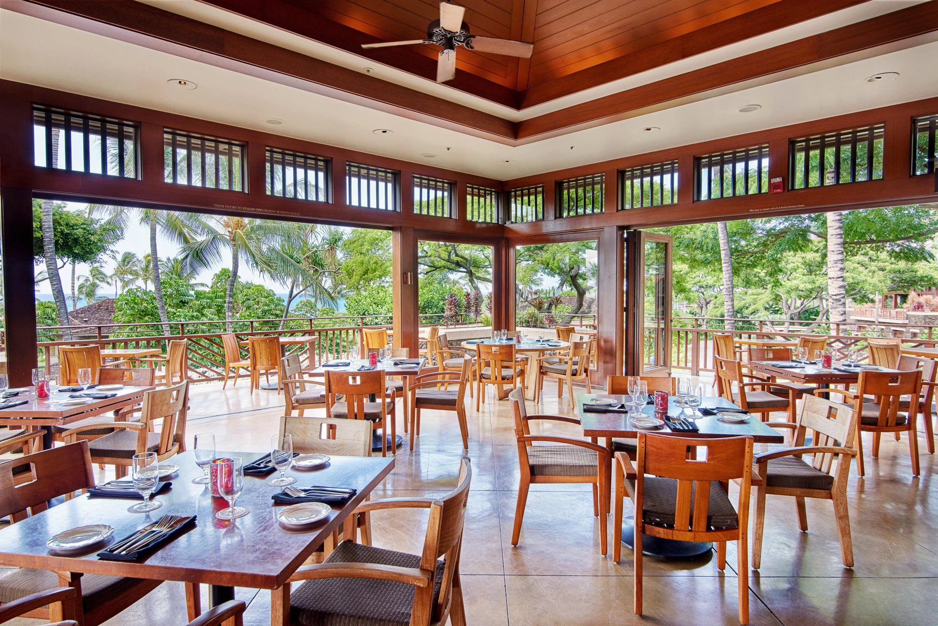 Hualalai Grille restaurant open-air interior